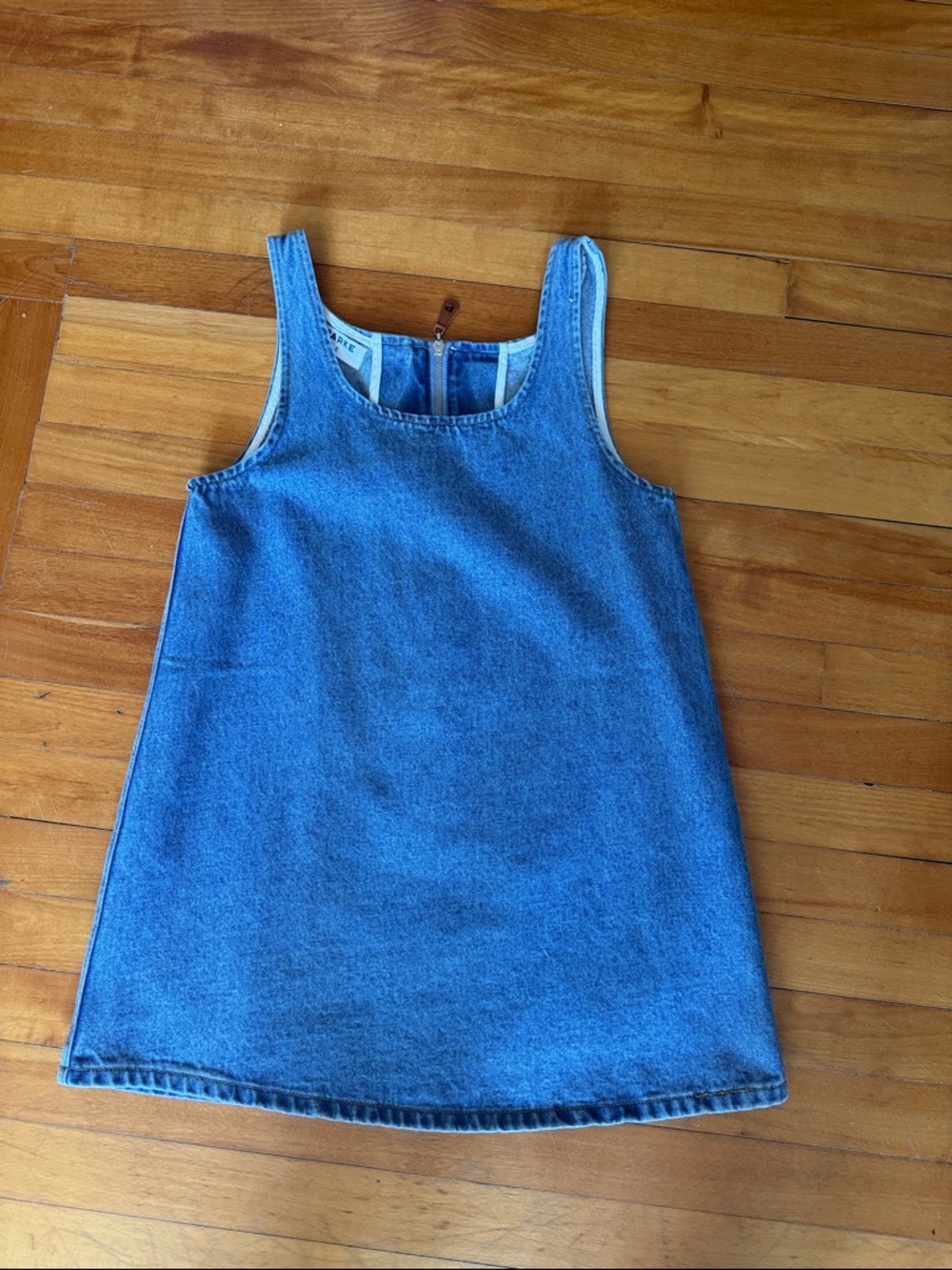 Classic Blue Denim Mini Dress - Sleeveless Scoop Neck